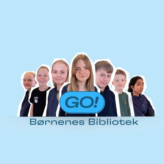 Billede af børn med grafik: GO - børnenes bibliotek