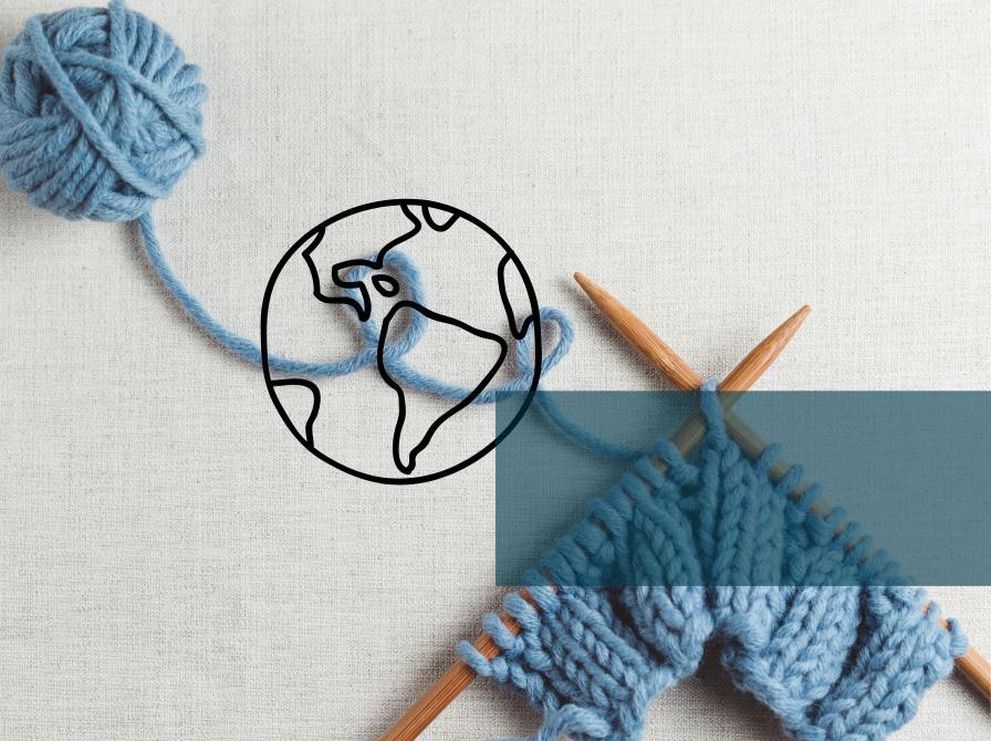 Strikketøj og grafik af jordklode